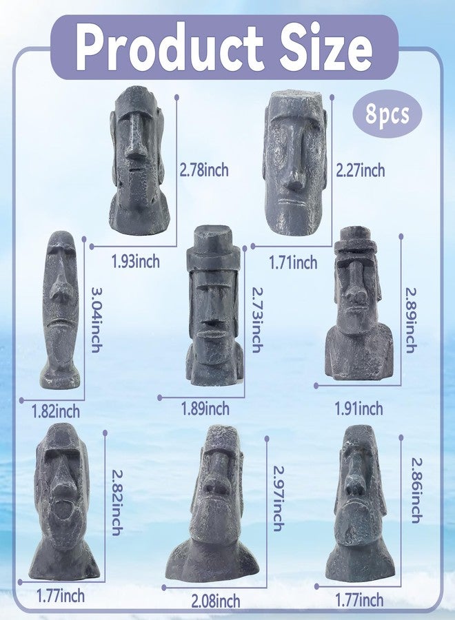 Pamonrueer 8 Pcs Miniature Easter Island Head Statue Moai Statue Decor 2.5 in Resin Stone Island for Room Accessories Antique Sculpture Christmas Desktop Bookshelf - Image 2